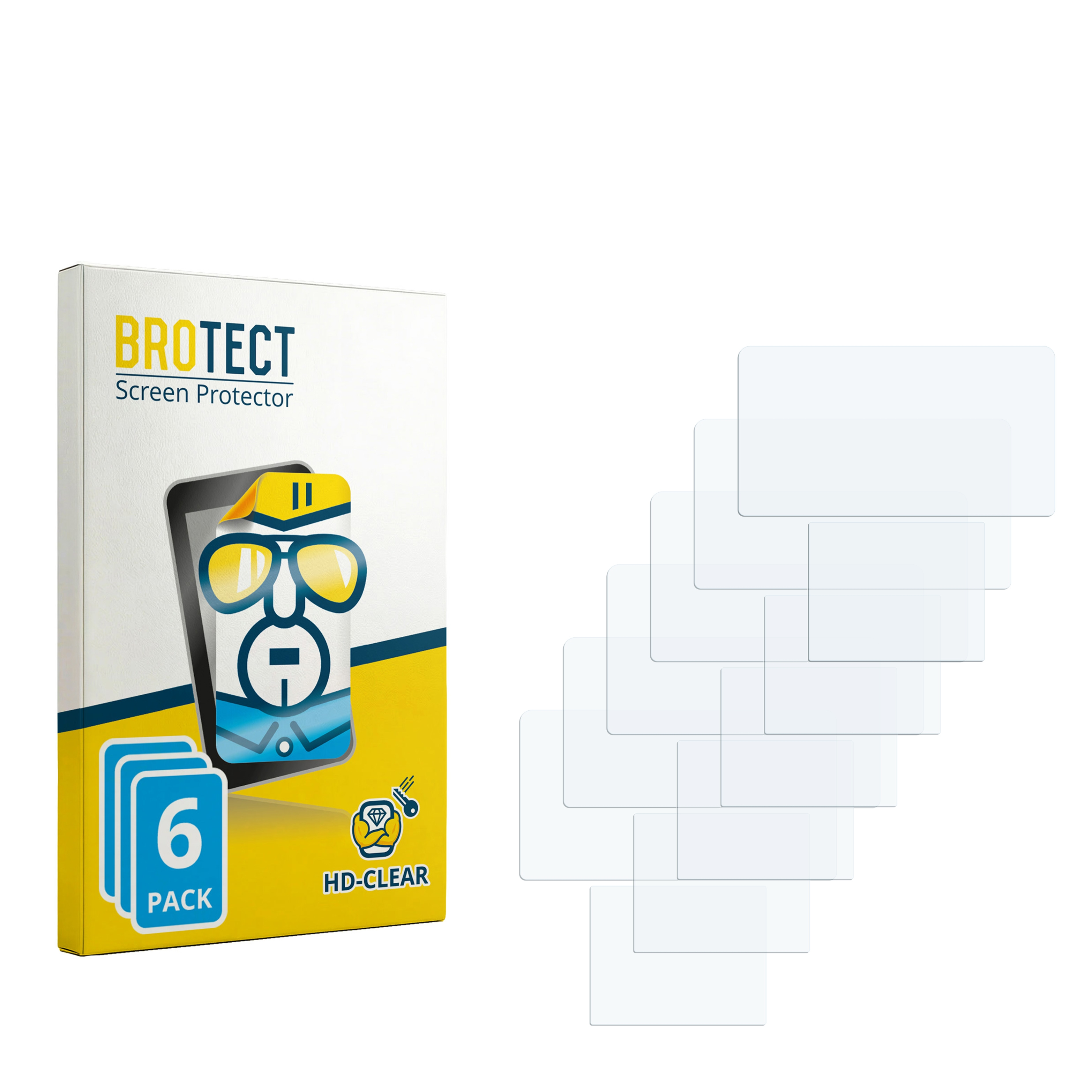 BROTECT HD-Clear Display-Schutzfolien, 6er-Pack, mit Verpackungskarton.
