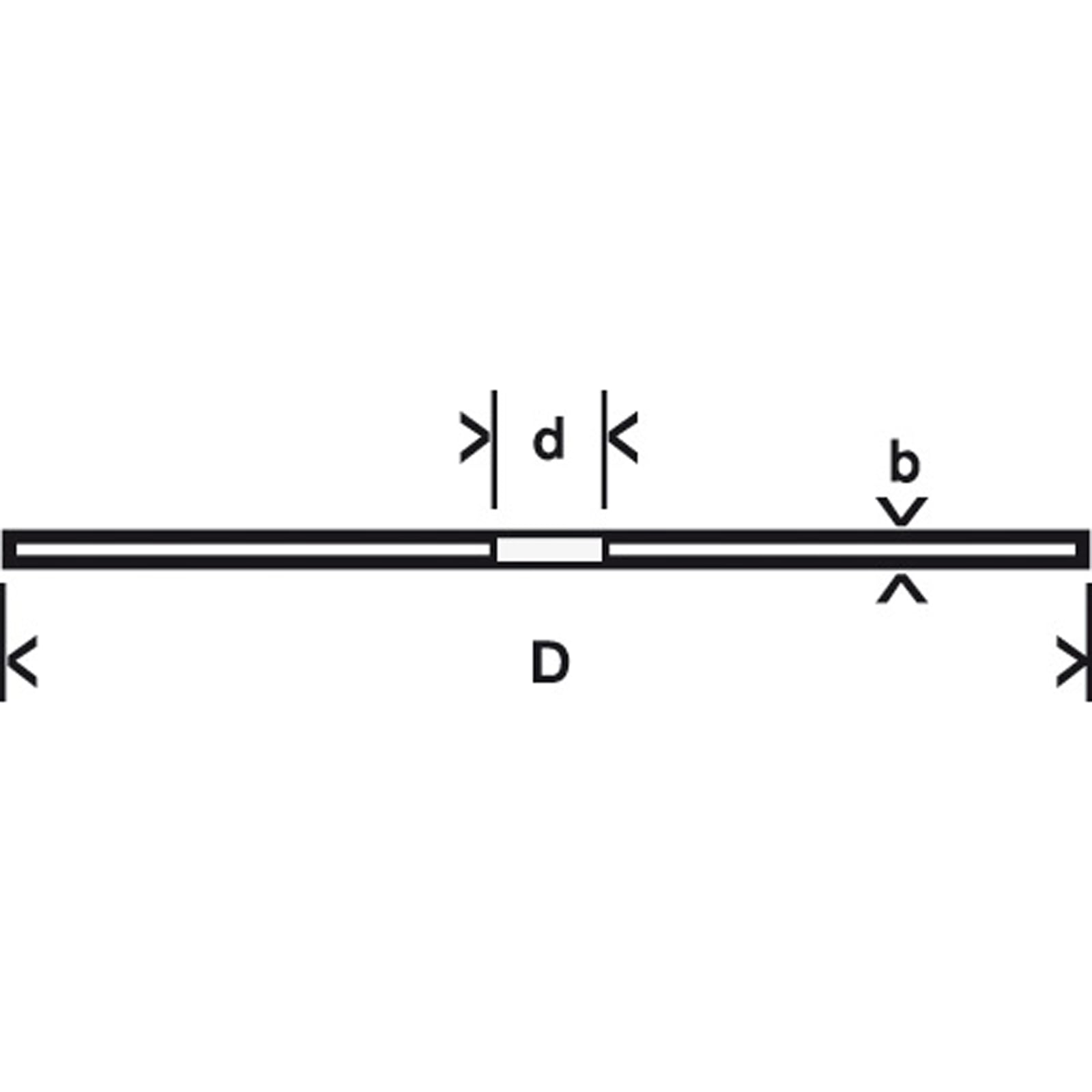 Technische Zeichnung einer Unterlegscheibe mit Bemaßungen für Außendurchmesser D, Innendurchmesser d und Dicke b.