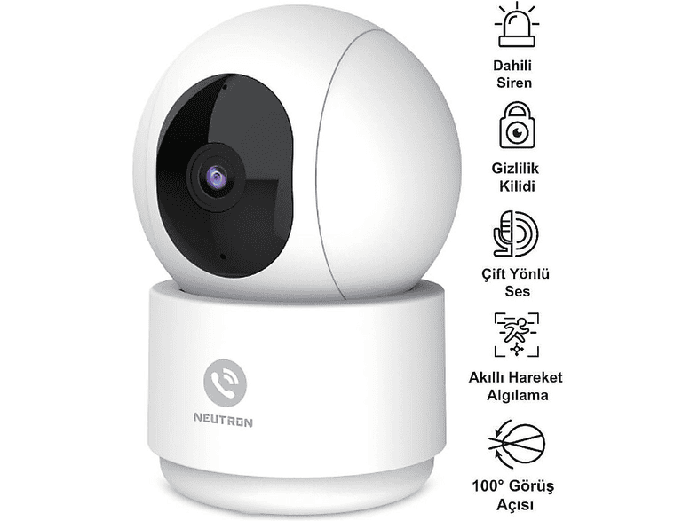 NEUTRON NTL-IP15-3MP İç Mekan PAN/TİLT Akıllı Wi-Fi Kamera Beyaz