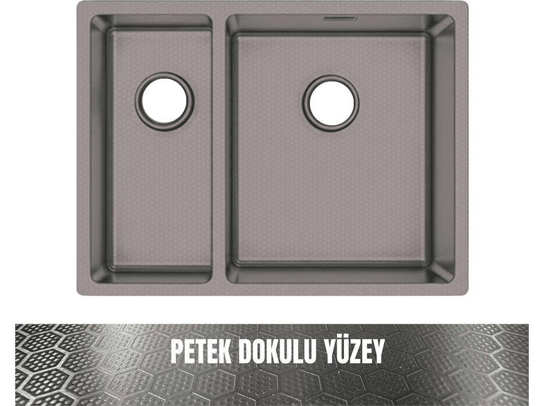 GL GENERAL Redux 58x44 Petek Dokulu Sol 1,5 Gözlü Paslanmaz Çelik Mutfak Eviyesi