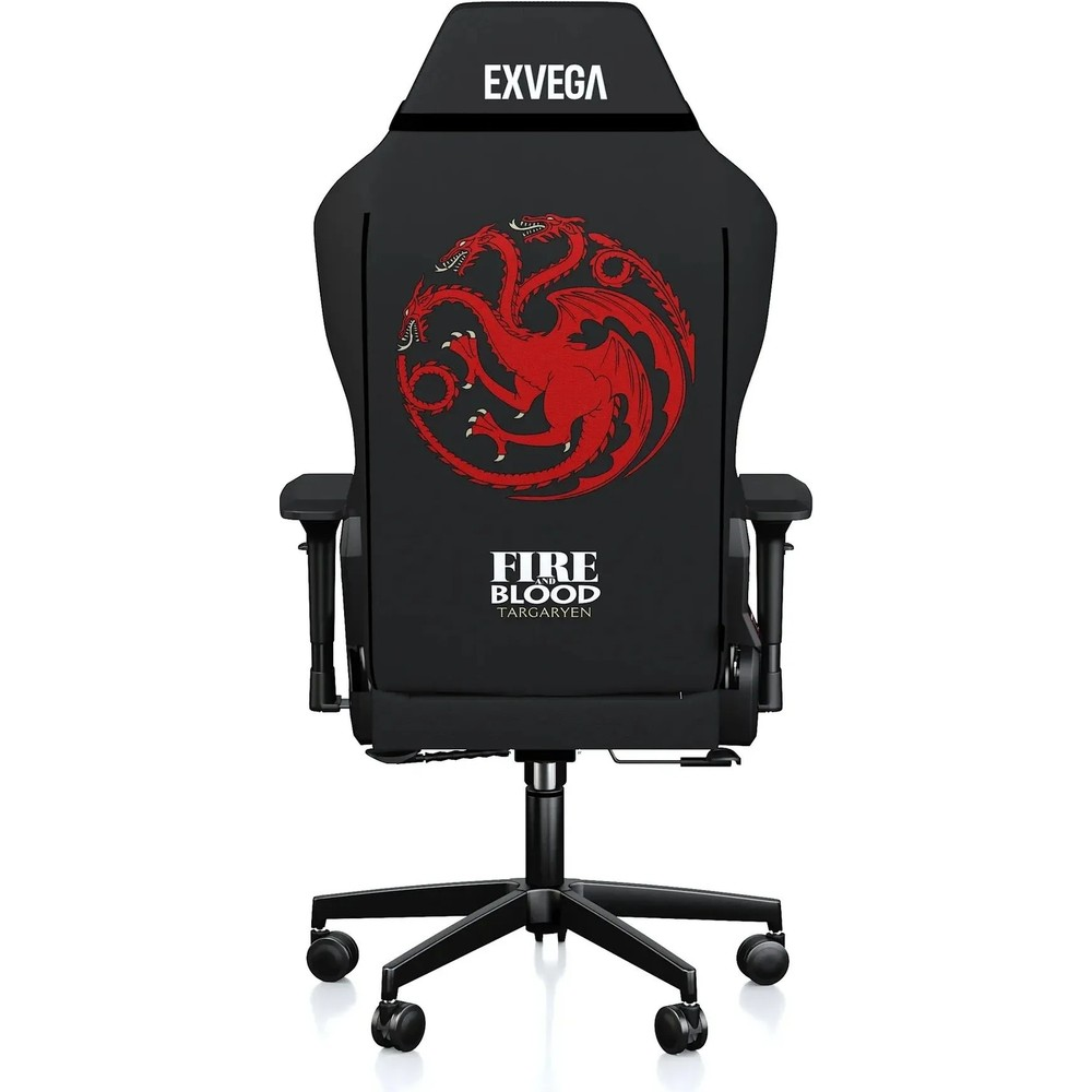 S%C4%B1rt%C4%B1nda k%0025FDrm%0025FDz%0025FD Targaryen ejderha logosu ve Fire and Blood yaz%0025FDs%0025FD olan siyah Exvega oyuncu koltu%0025F0u.