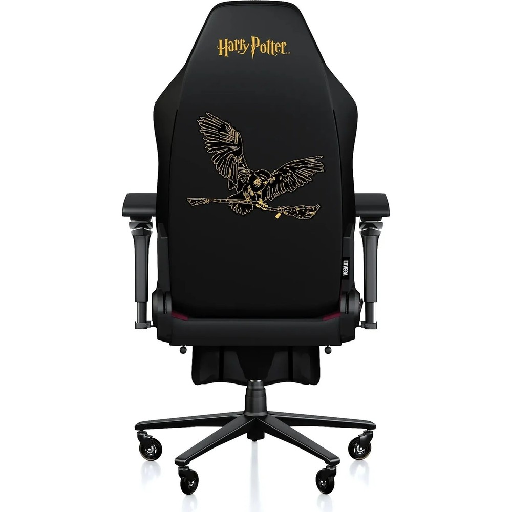 Sırtlığında altın rengi kartal grafiği ve Harry Potter logosu bulunan siyah Harry Potter oyuncu koltuğu.
