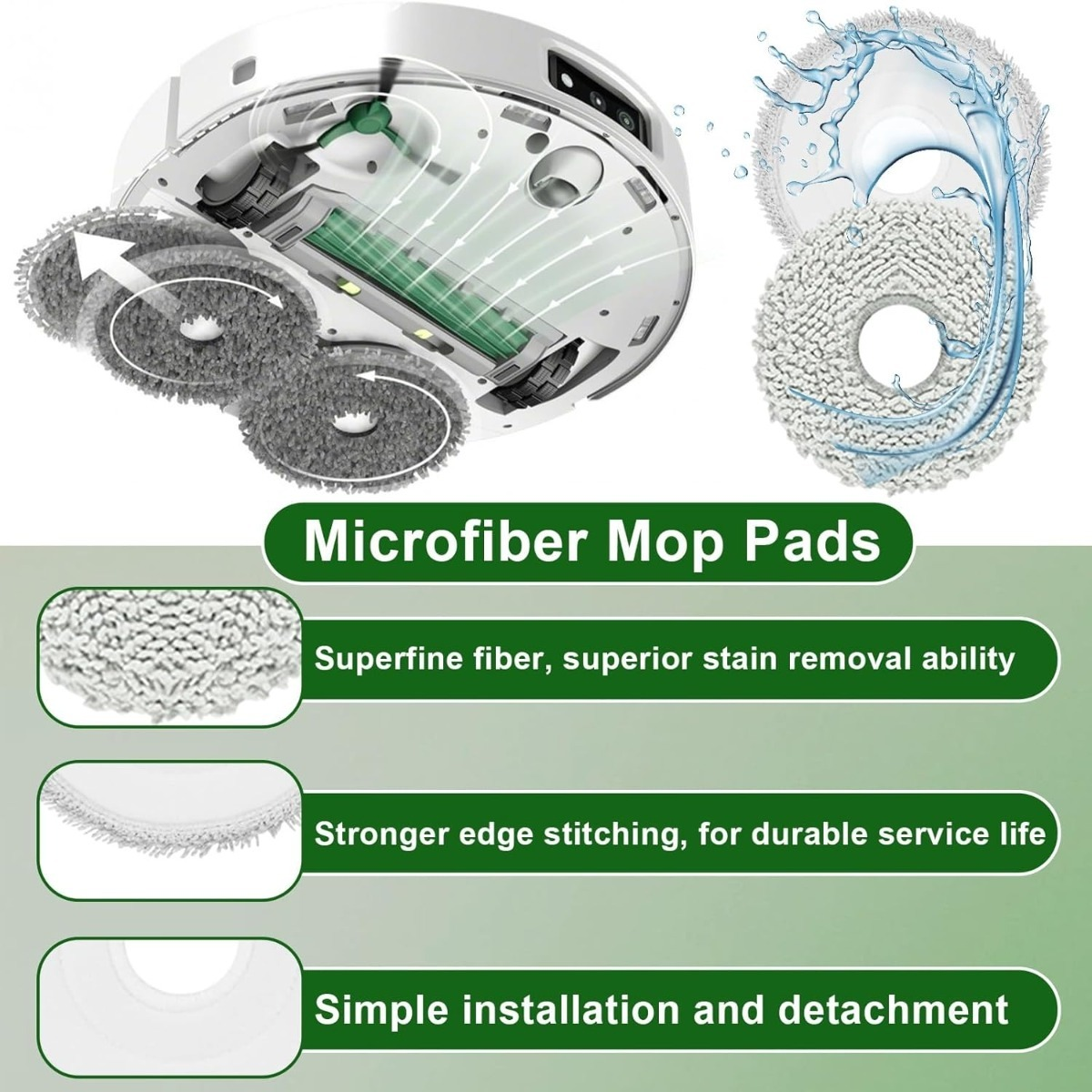 Panni in microfibra per robot aspirapolvere con fibre forti, cuciture resistenti e facile installazione.