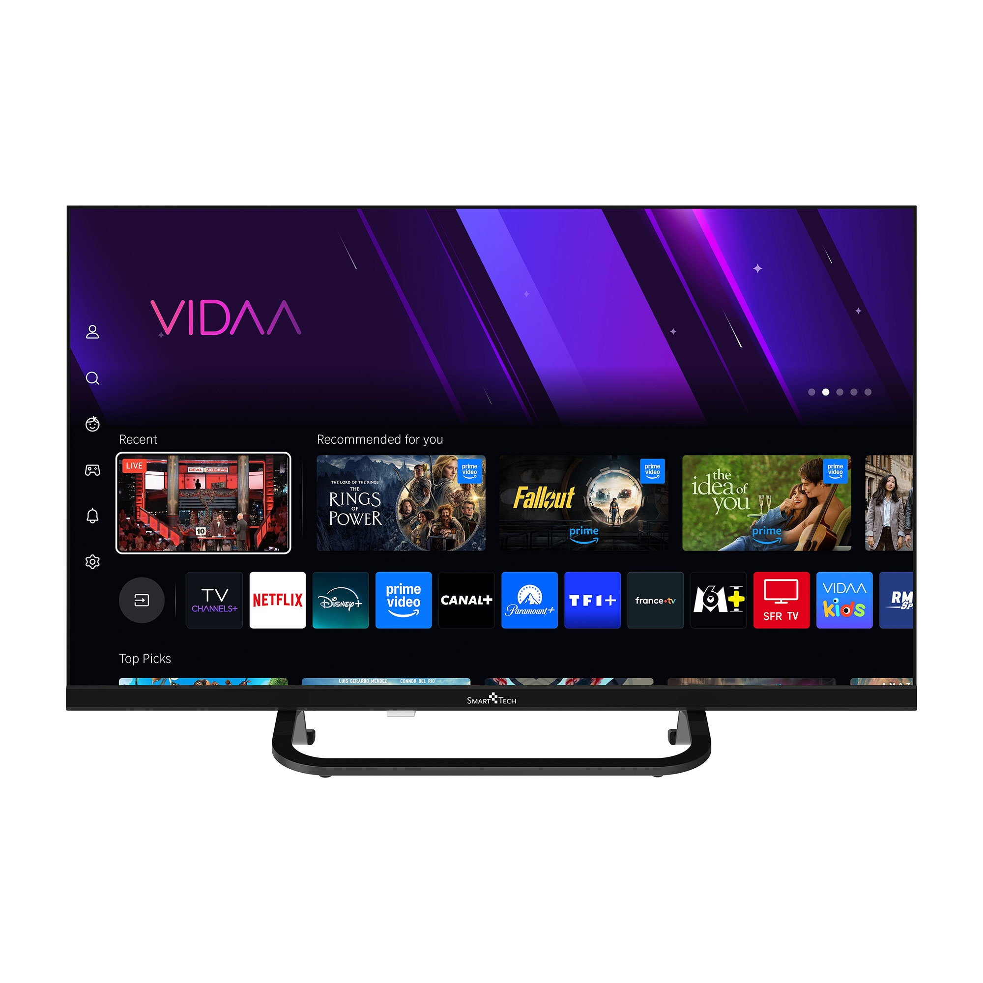Semana web Ficha técnica TV LED 24" - SMART TECH 24HV02V, HD, ARM CA53 Quad-core 1.1GHz, Smart TV, DVB-T2 (H.265), Negro