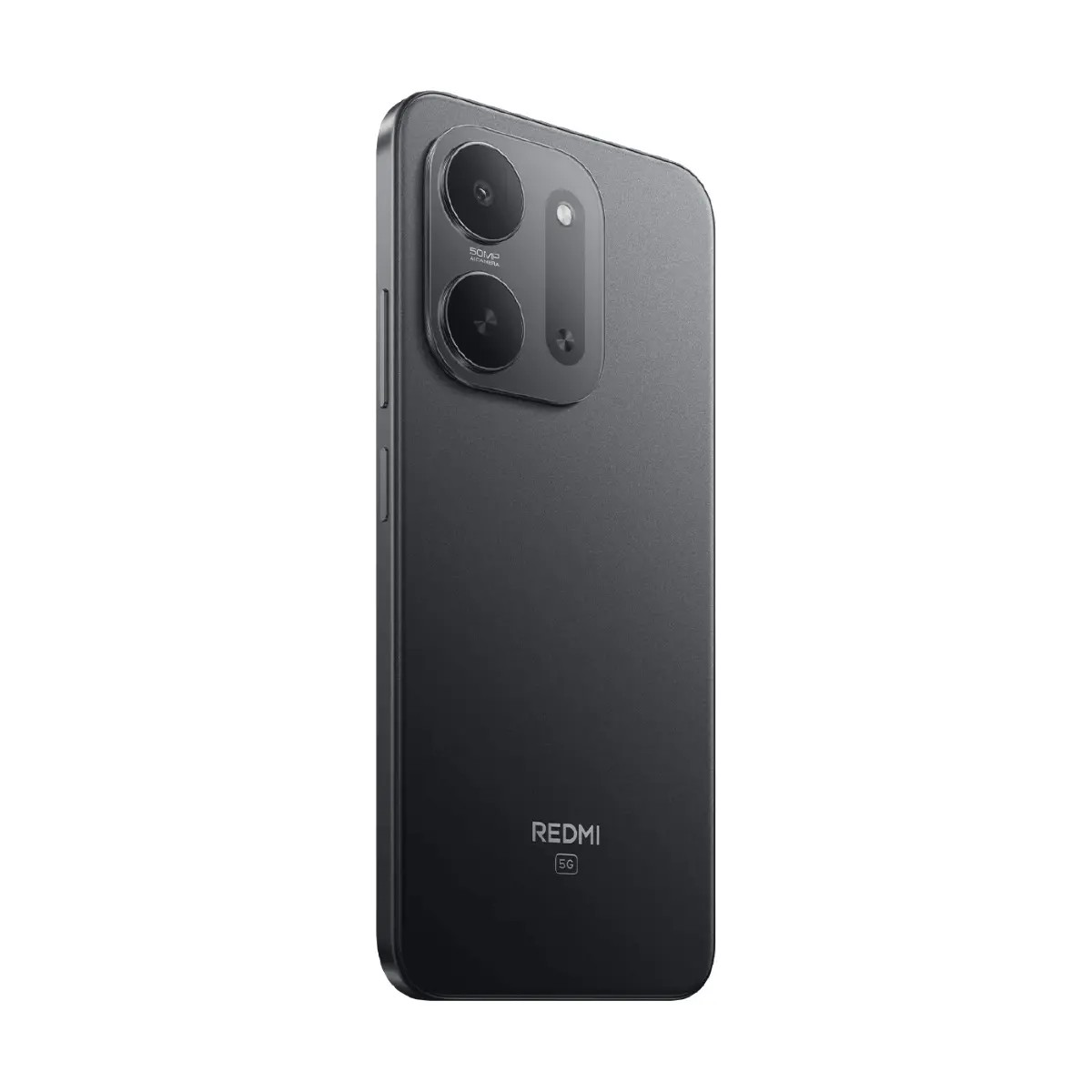 Rückseite eines schwarzen Redmi 5G Smartphones mit Dual-Kamera modul.