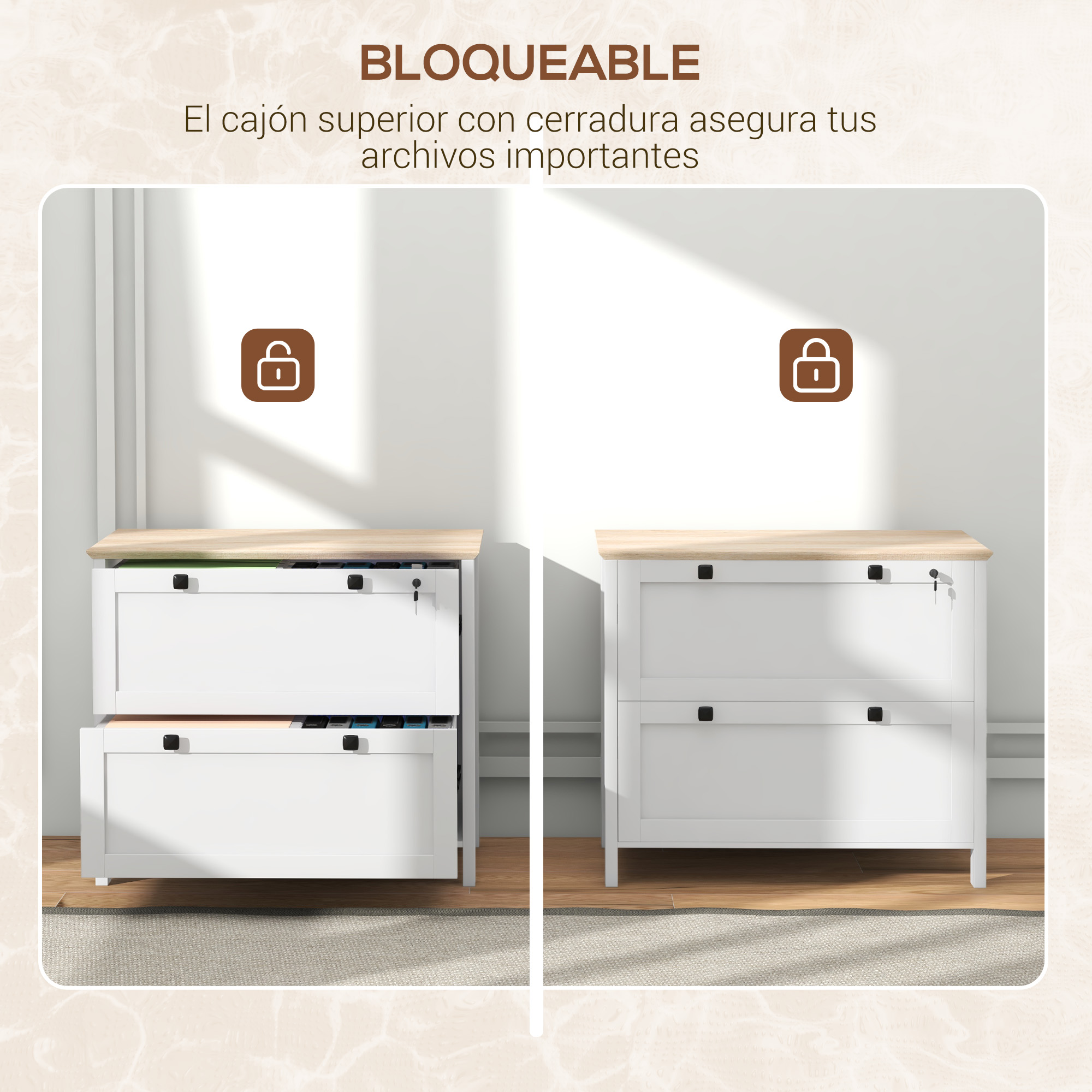 Armario de oficina - HOMCOM 924-077V81WT, , 40 cm x 72 cm x 79 cm, Blanco