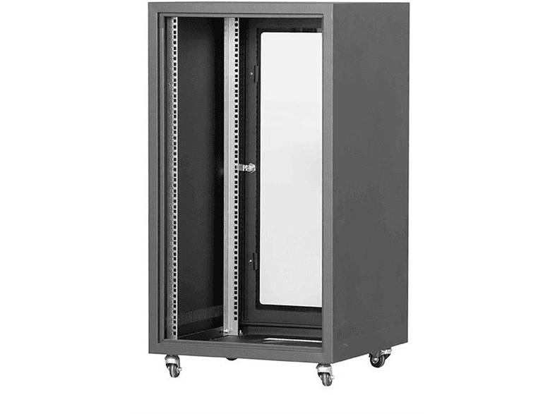 SETRACK 19'12U 600x600 4 Kapak Açılabilir Tekerlekli Camlı Rack Kabinet Antrasit