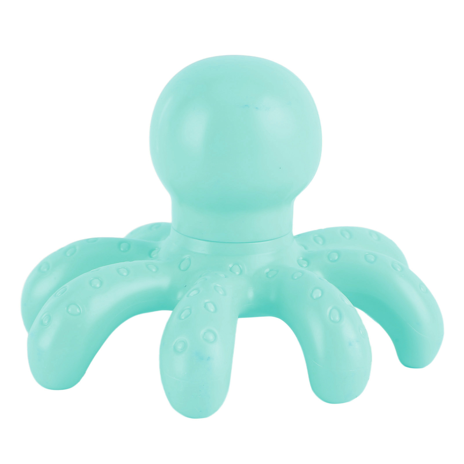 Ein türkisfarbenes Oktopus-Spielzeug aus Plastik auf weißem Hintergrund.