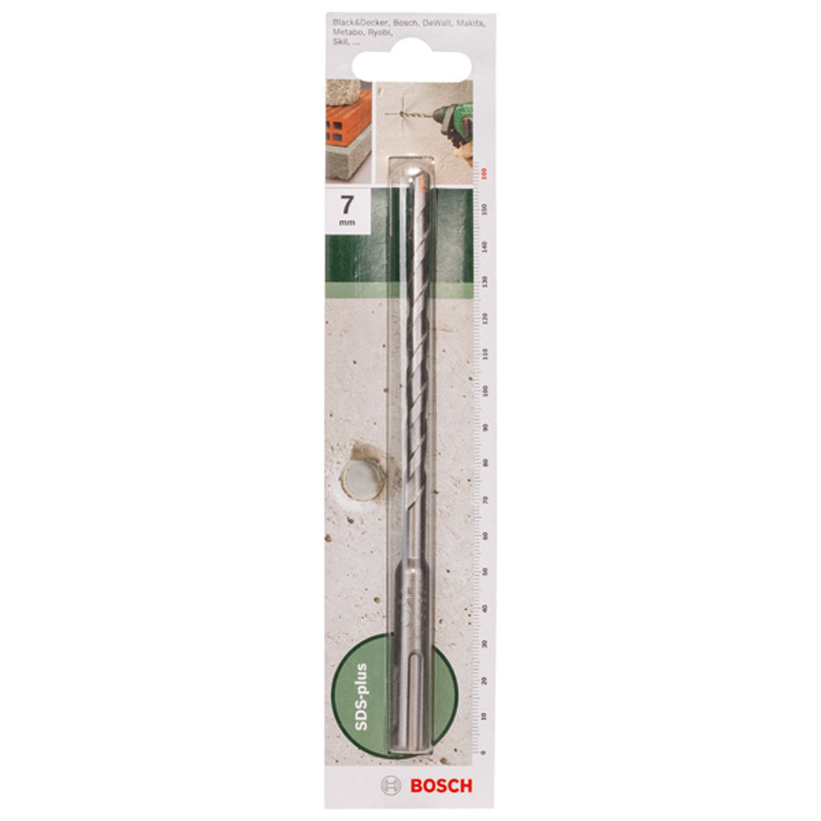 Ein Bosch SDS-plus Hammerbohrer in Originalverpackung.