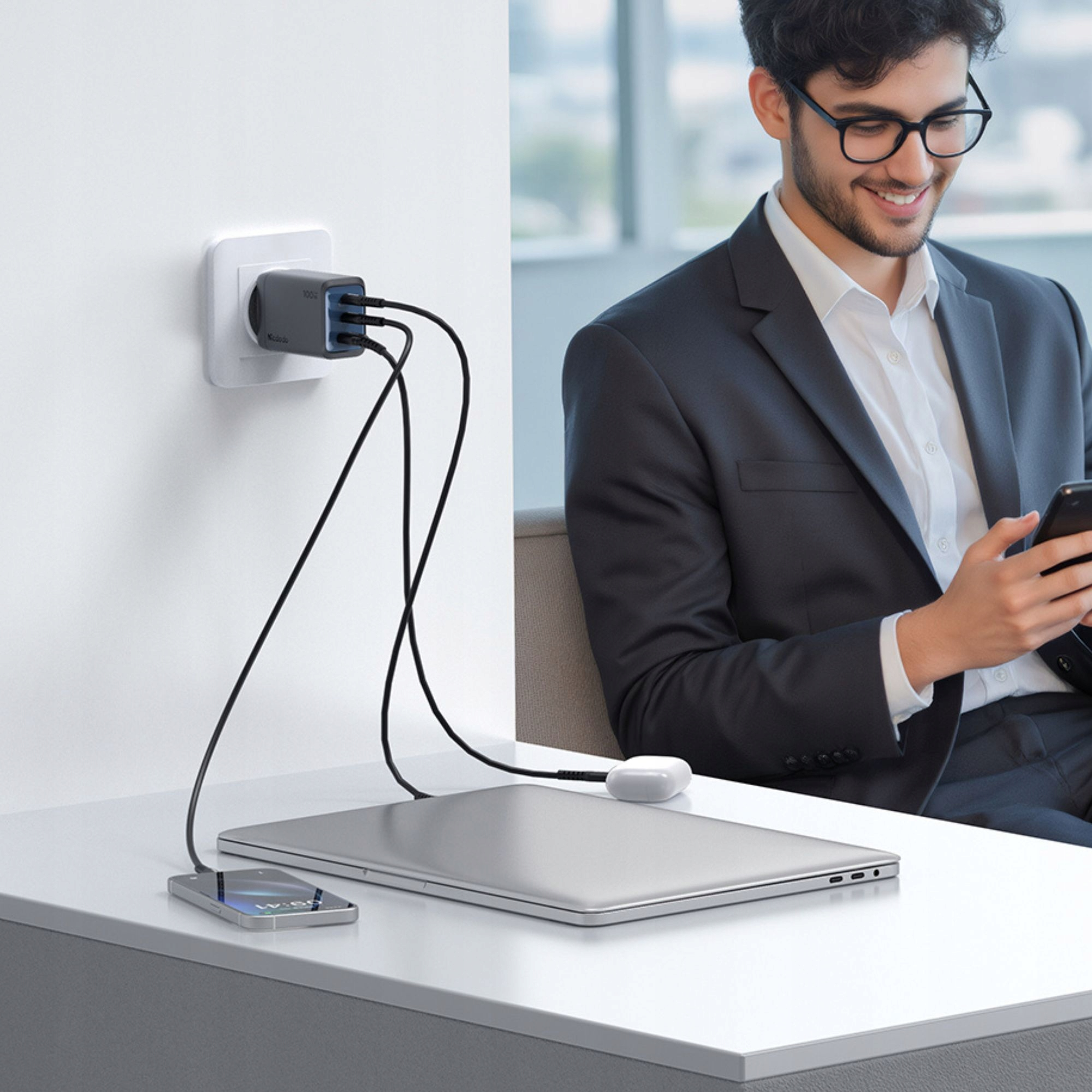 MCDODO CH-0120 GaN Serisi 100 W 2C1A Mini GaN EU Plug Şarj Cihazı Mor