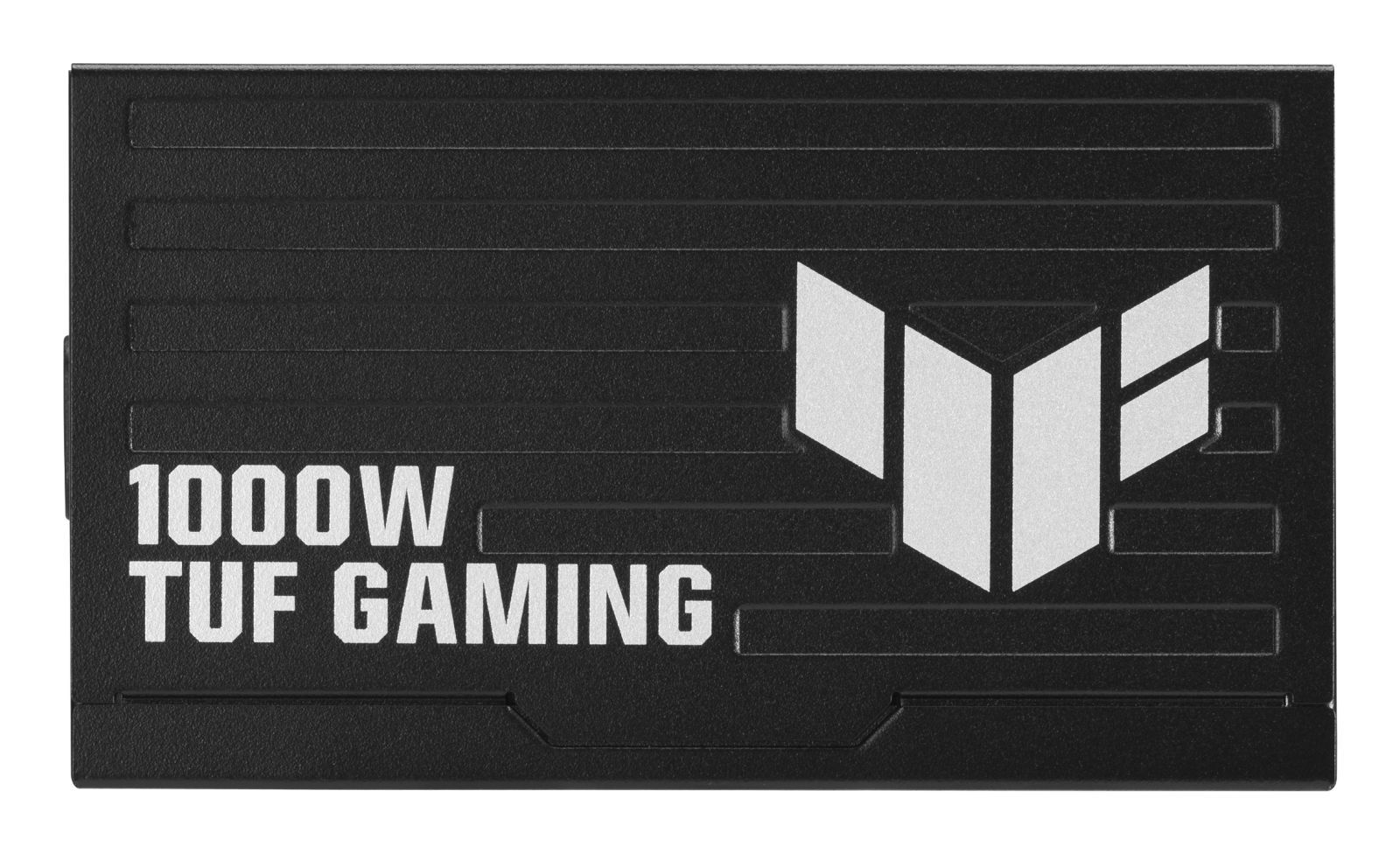 Czarny zasilacz 1000W TUF Gaming z białym logo i napisem.