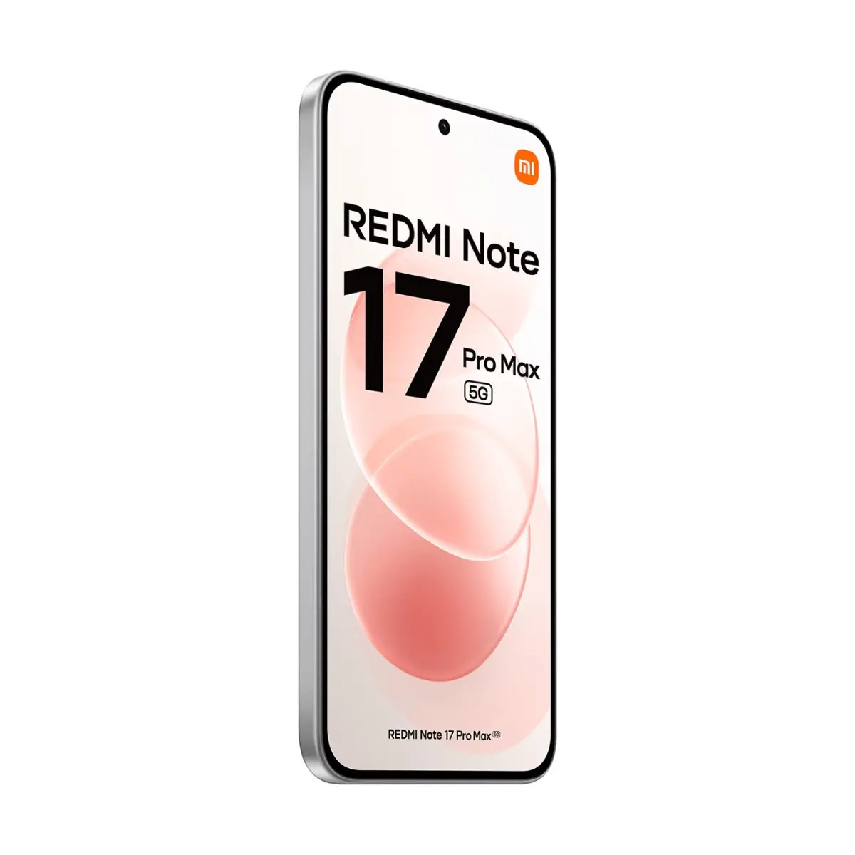 Ein Smartphone mit dem Text Redmi Note 17 Pro Max 5G und rosa Blasen auf dem Bildschirm.