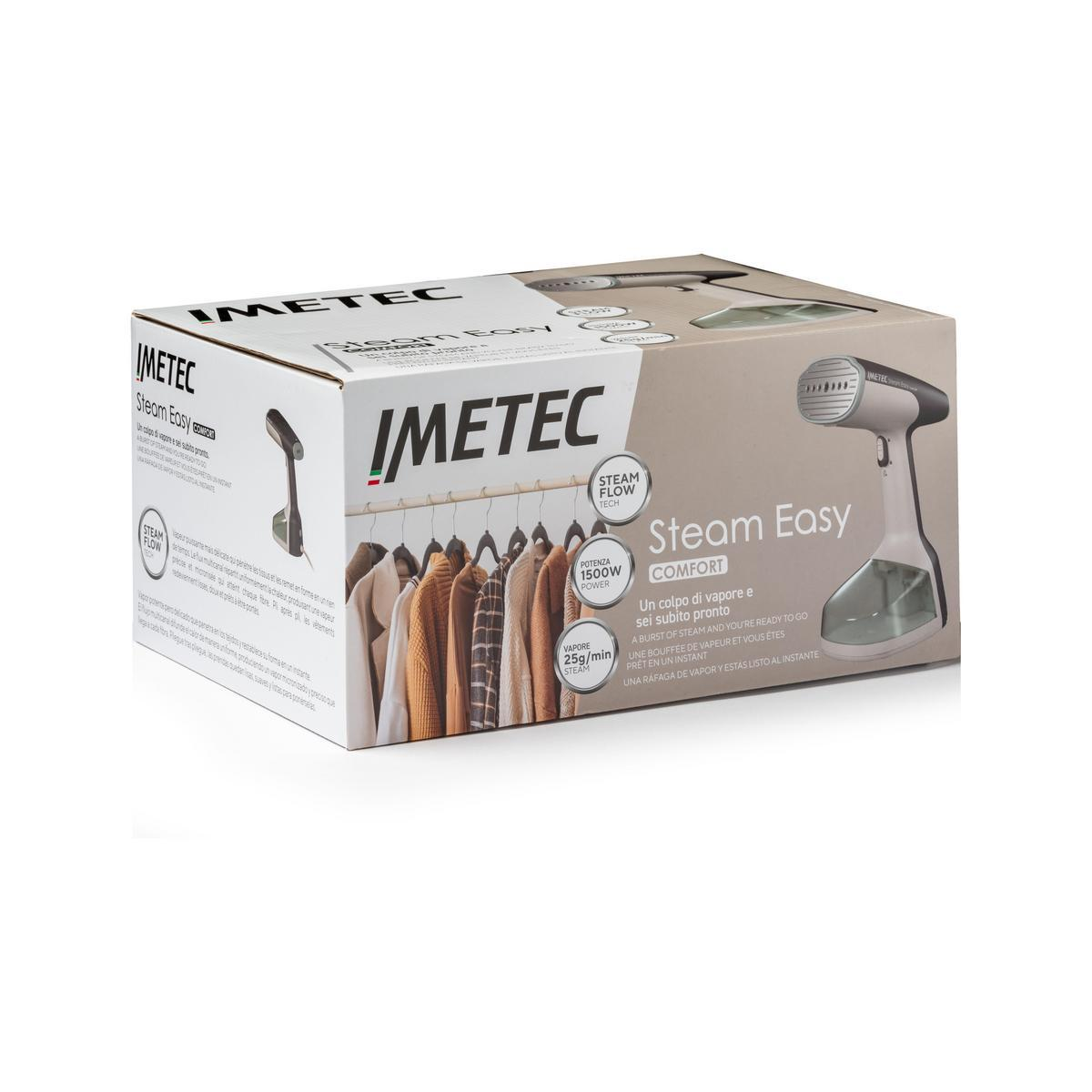 Confezione di un vaporizzatore Imetec Steam Easy Comfort con immagini del prodotto.