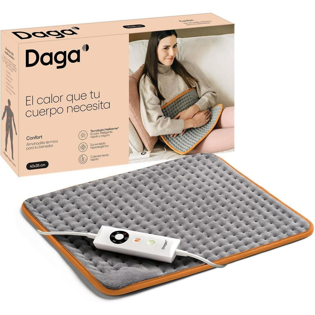 Almohadilla eléctrica - DAGA Confort 110W | Tejido Microfibra 40x35 cm | 5 Niveles de Temperatura, 100 W, Beige