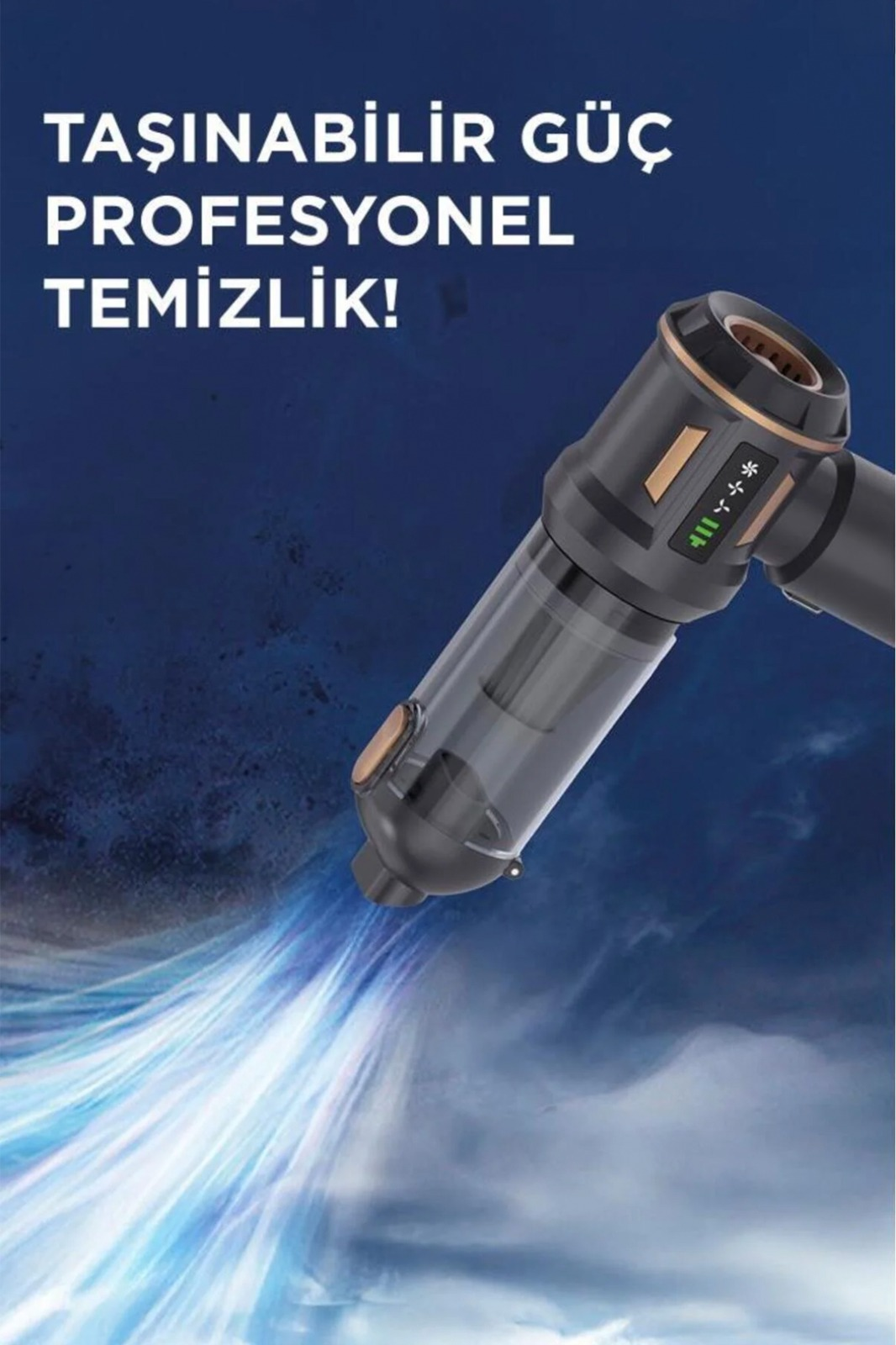 TORIMA LT-100 4'ü 1 Arada Mini Çok Fonksiyonlu Araç ve Ev Kullanımı İçin Şarjlı El Süpürgesi Siyah