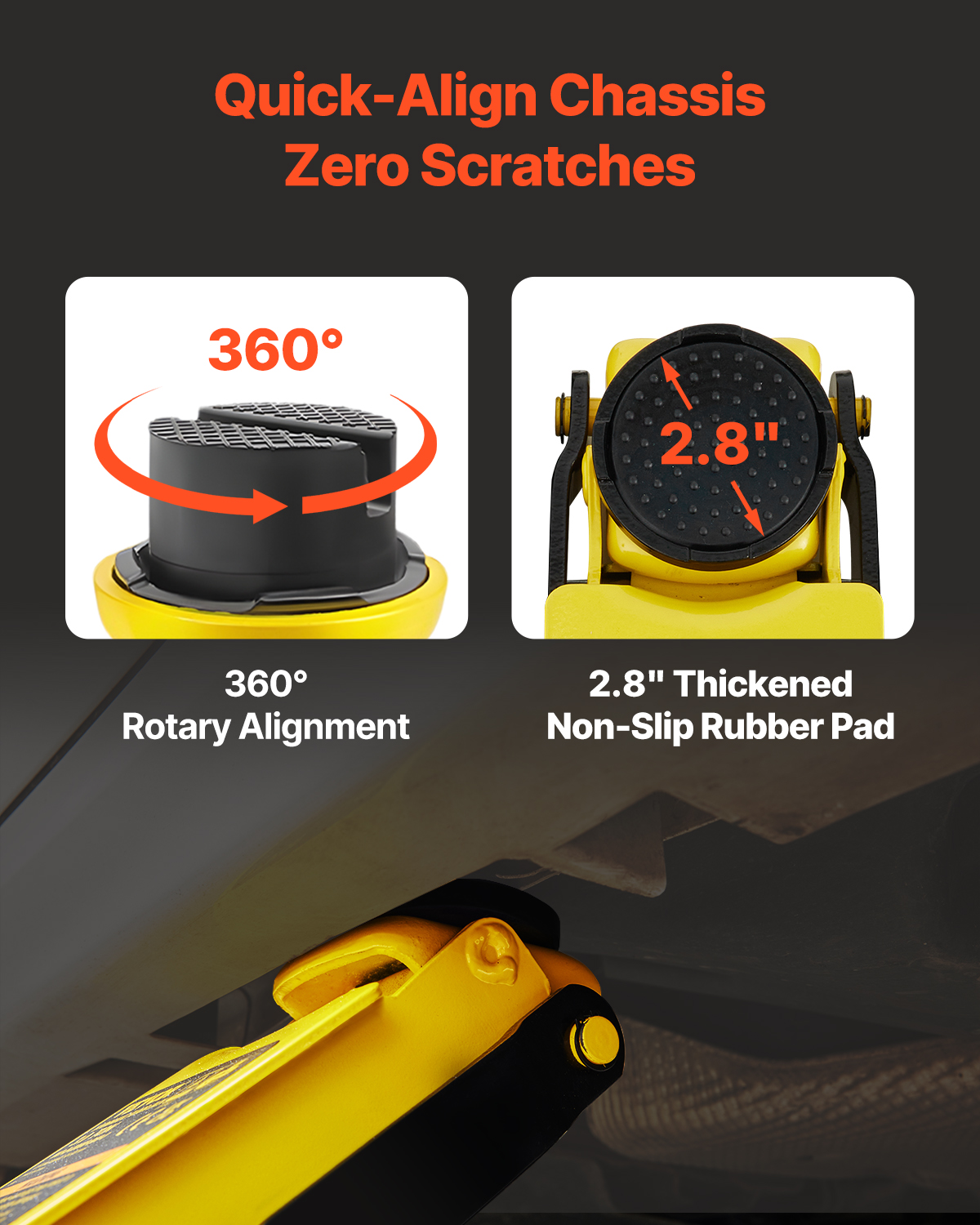 Gato de coche amarillo con rotación de 360 grados y almohadilla de goma.