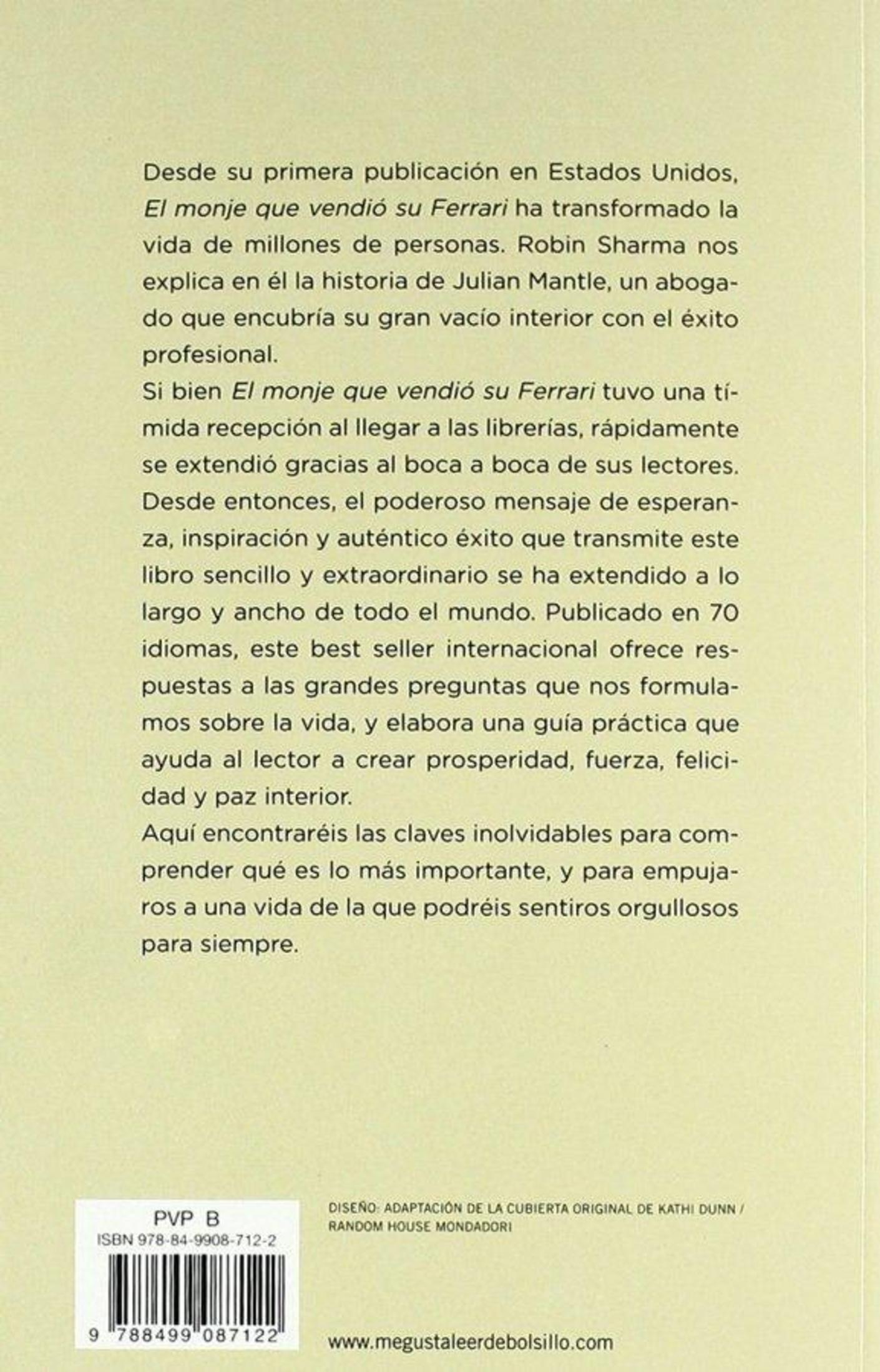Contraportada de un libro con texto en español, código de barras e información editorial.