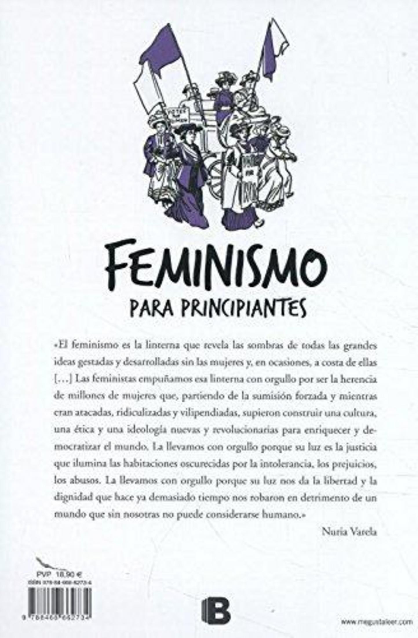 Ilustración de portada de sufragistas marchando con banderas, sobre texto en español y un código de barras.