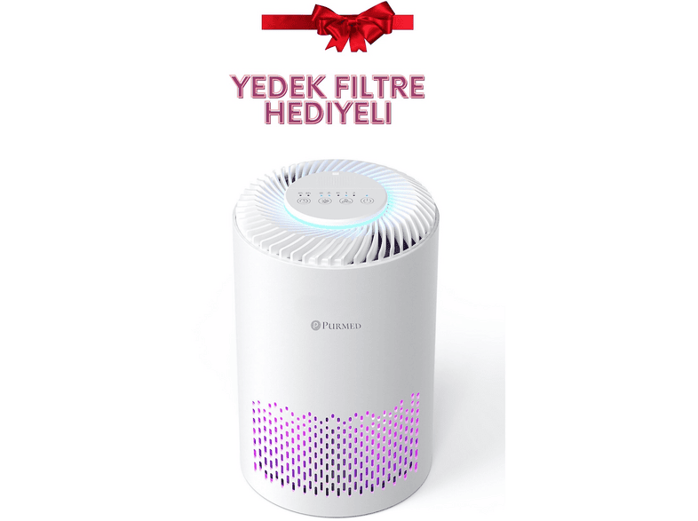 PURMED Pure Compact Aromaterapi Yedek Hepa Filtre Hediyeli Hava Temizleyici Beyaz