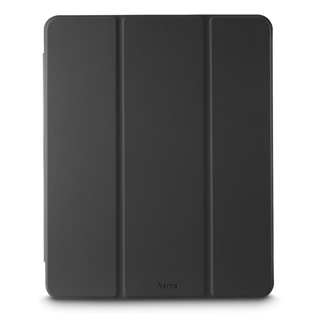 Czarne, składane etui na tablet z logo Hama na białym tle.