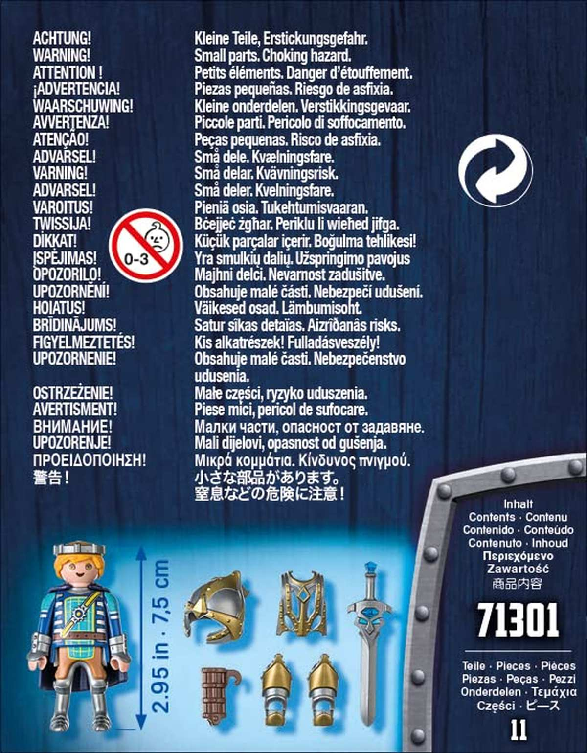 Playmobil-Spielset 71301 mit Actionfigur, Zubehör, Skala und mehrsprachigem Warnhinweis.