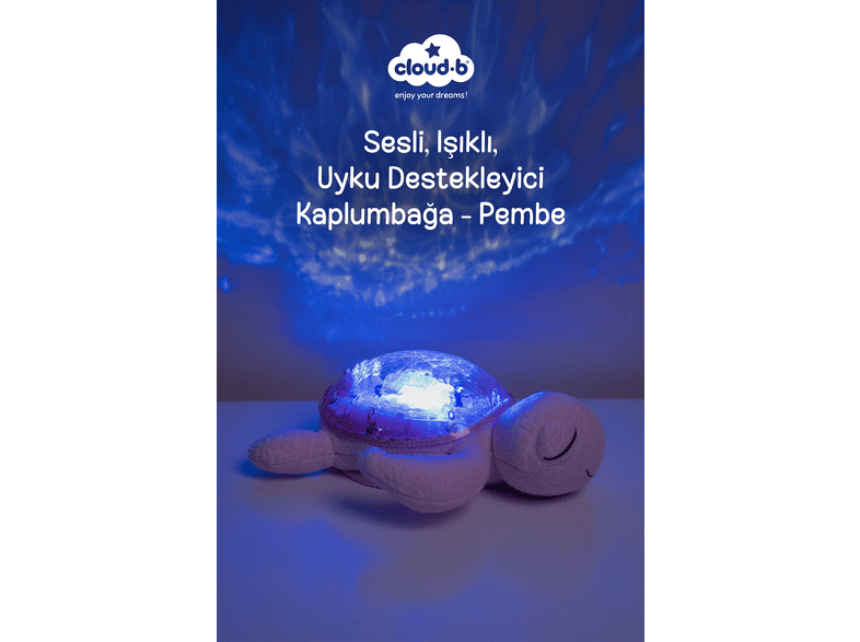 CLOUD B Ağlama Sensörlü ve Melodili Kamplumbağa Uyku Arkadaşı 28x27x10 cm Pembe
