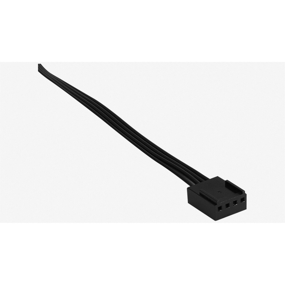 Czarny czteropinowy kabel na białym tle.