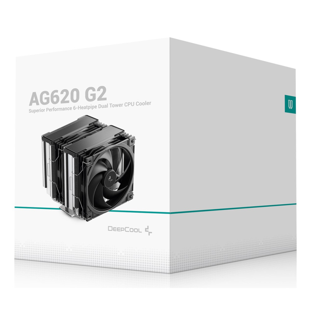 Biale pudelko produktu chlodzenia CPU DeepCool AG620 G2 ze zdjeciem i tekstem.