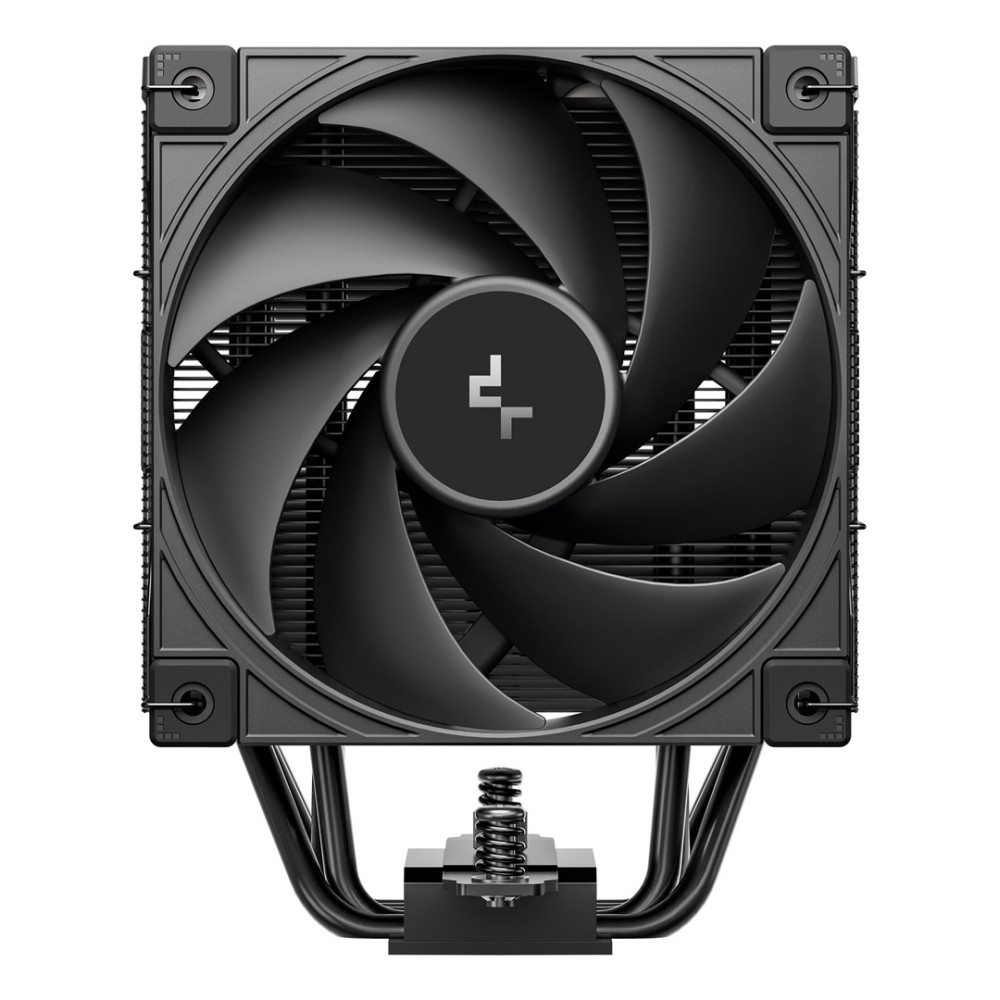 Czarny wentylator chłodzący CPU z metalowymi rurkami cieplnymi.