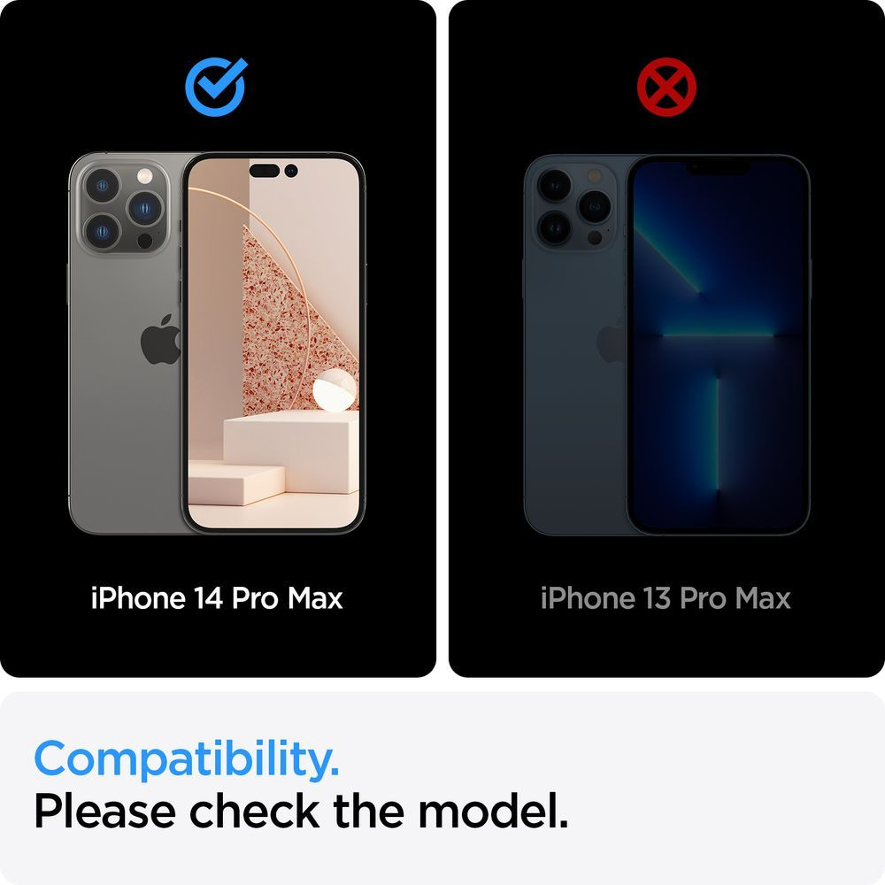 Confronto tra iPhone 14 Pro Max e iPhone 13 Pro Max con avviso di compatibilità.