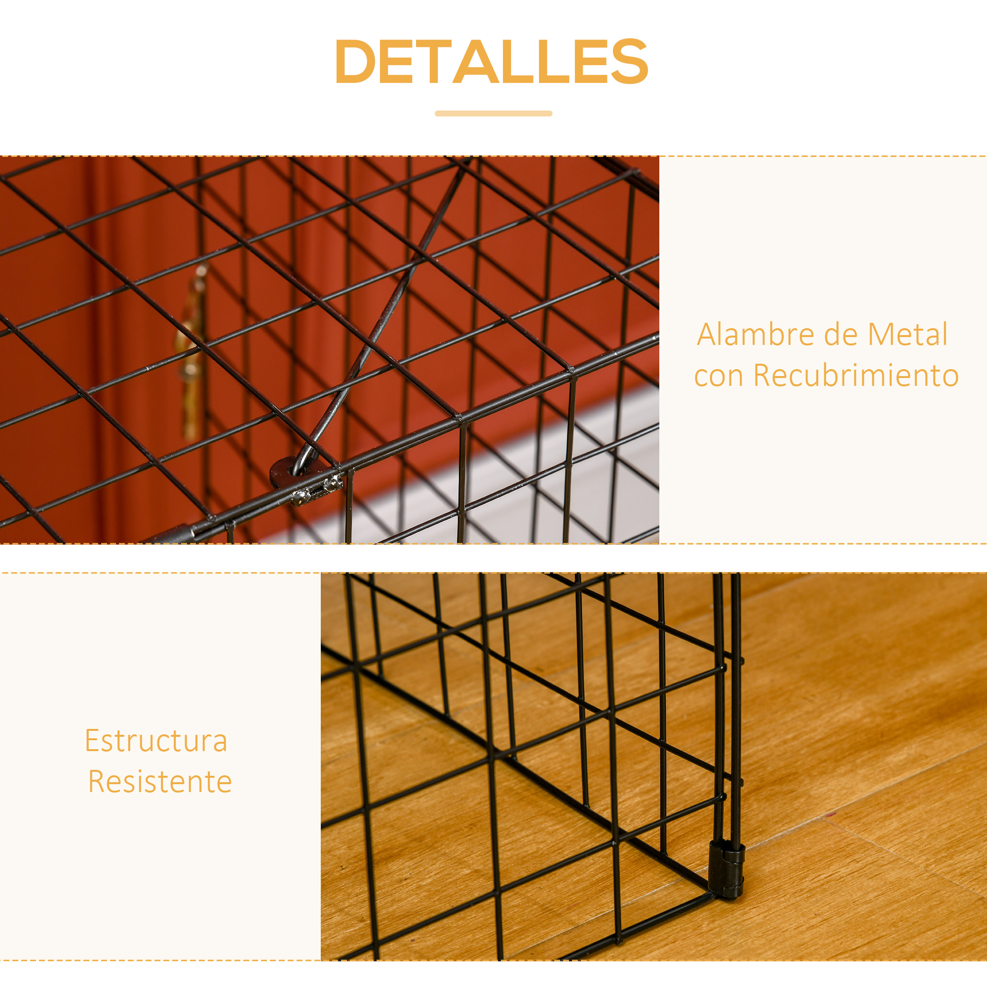 Primer plano de malla de alambre metálico negro con estructura resistente.