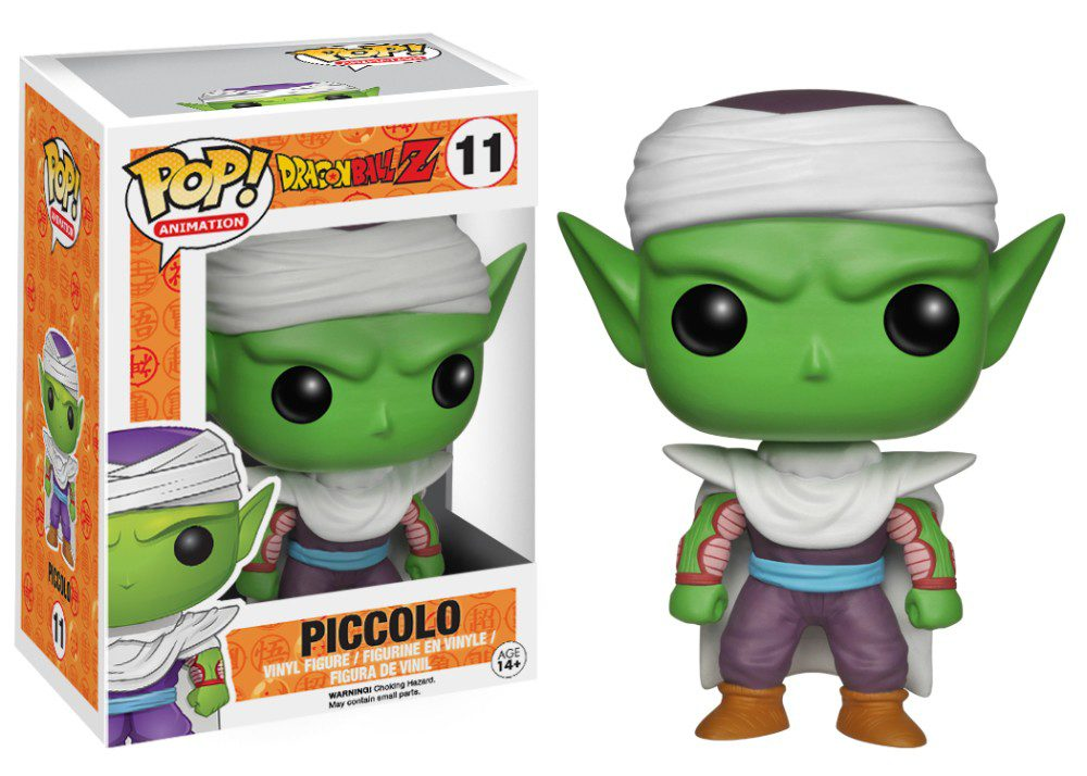 Piccolo Funko Pop Vinyl Figur neben ihrer bunt bedruckten Verpackung.