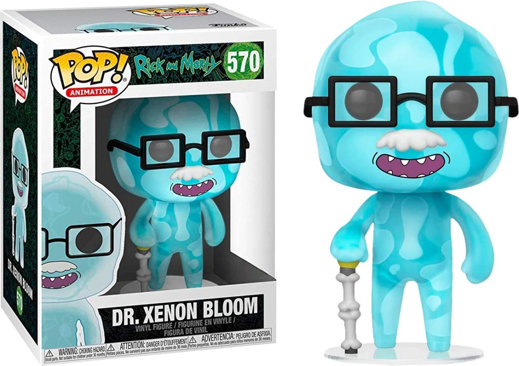 Funko Pop! Figur von Dr. Xenon Bloom aus Rick and Morty in Verpackung.