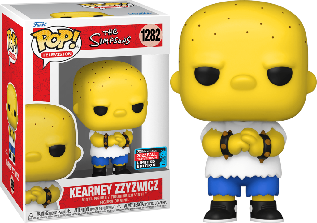 Funko Pop Figur von Kearney Zzyzwicz aus den Simpsons mit Box und Sammelfigur.
