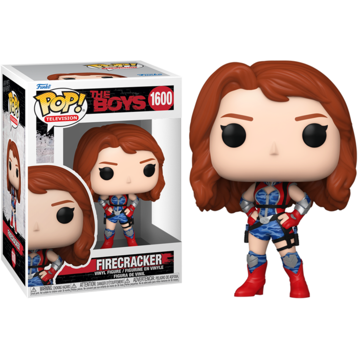 Figura de vinilo Funko Pop Firecracker de The Boys con su caja.