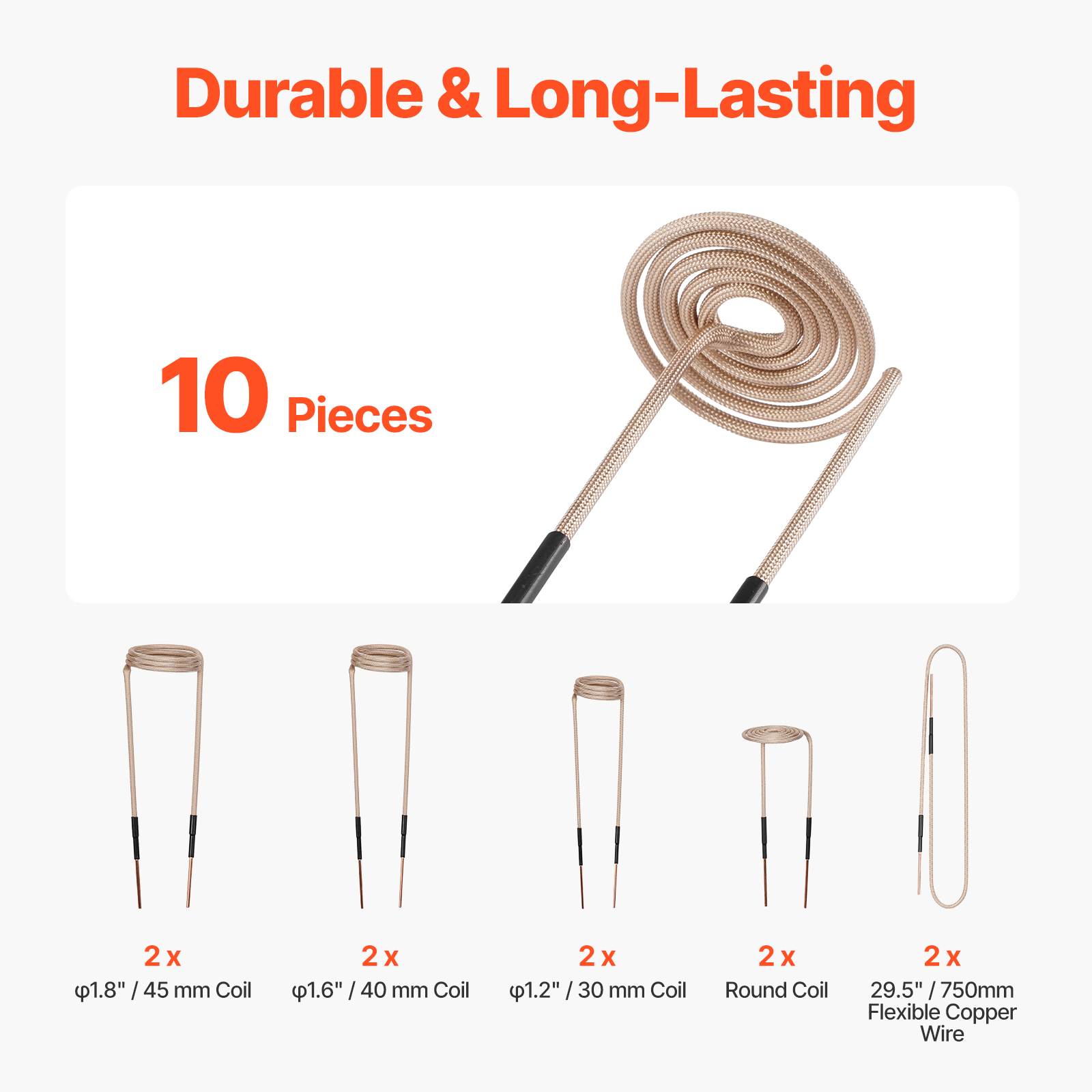 10 bobinas y cables de cobre duraderos de varios tamaños para calentadores de inducción.