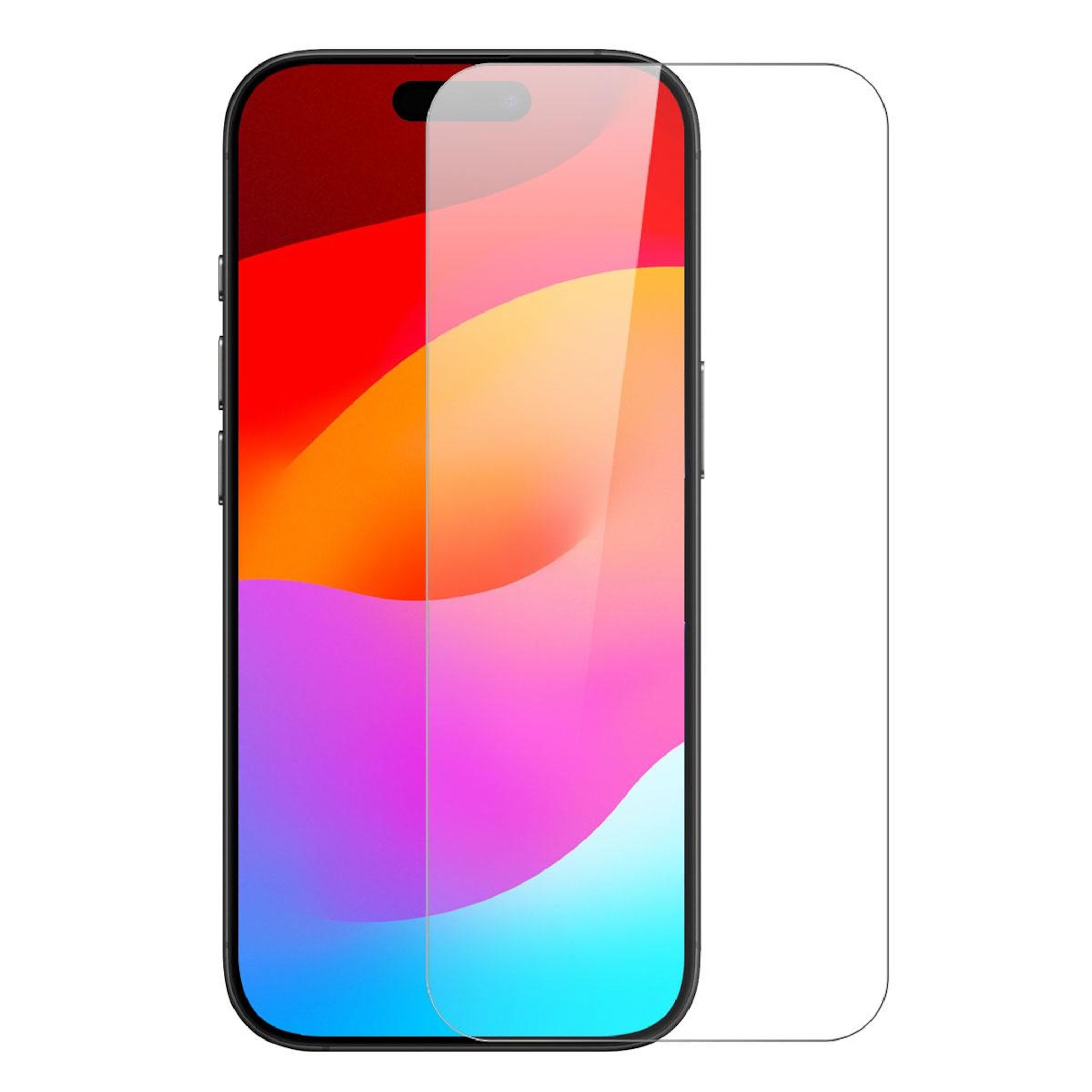 Smartphone con schermo colorato e pellicola protettiva trasparente applicata.