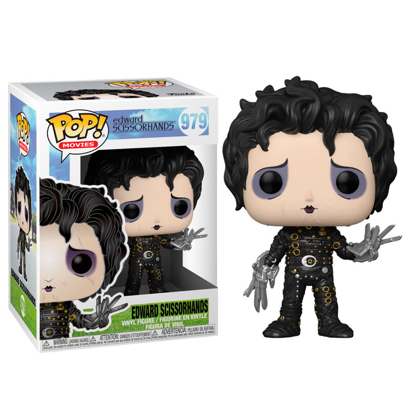 Figura de vinilo Pop! de Edward Scissorhands con caja, traje negro y manos de tijera.
