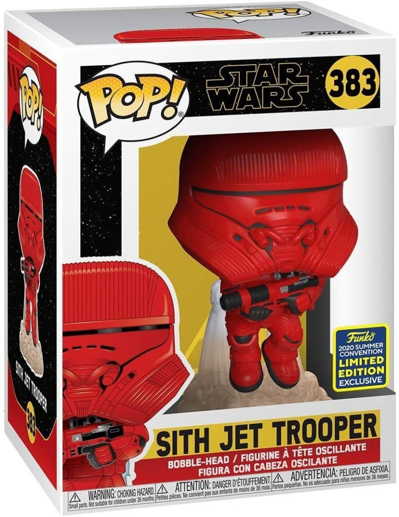 Funko Pop Star Wars 383 Sith Jet Trooper in Originalverpackung mit roten Rüstungsdetails.