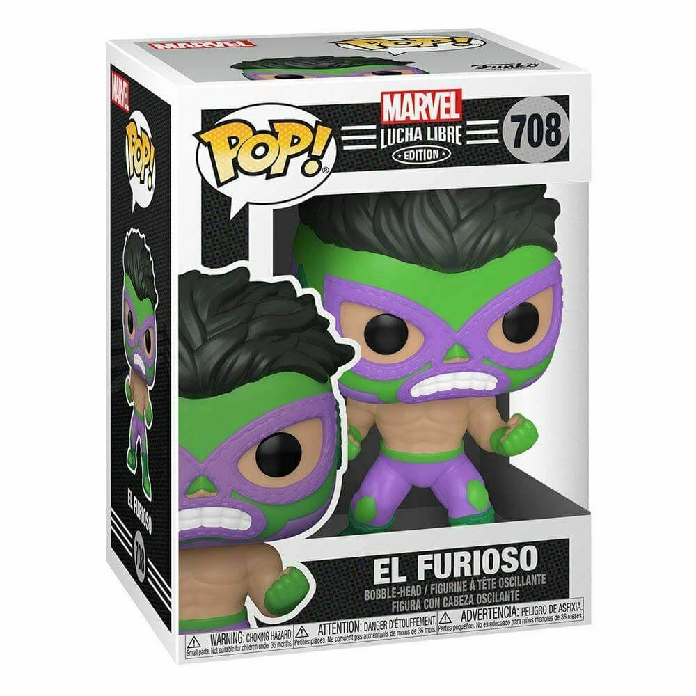 Marvel Lucha Libre Edition Pop! Vinylfigur El Furioso in einer bunten Sammlerbox.