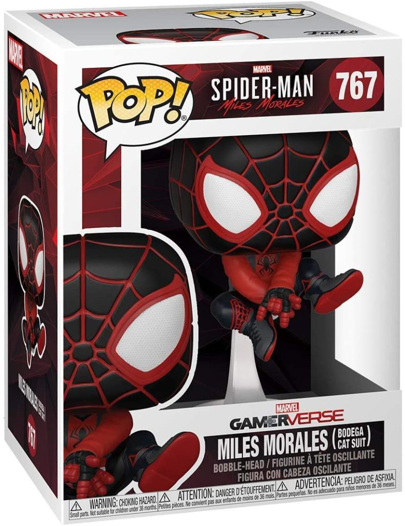 Figura Funko Pop! Spider-Man Miles Morales Bodega Cat Suit in scatola, numero 767.
