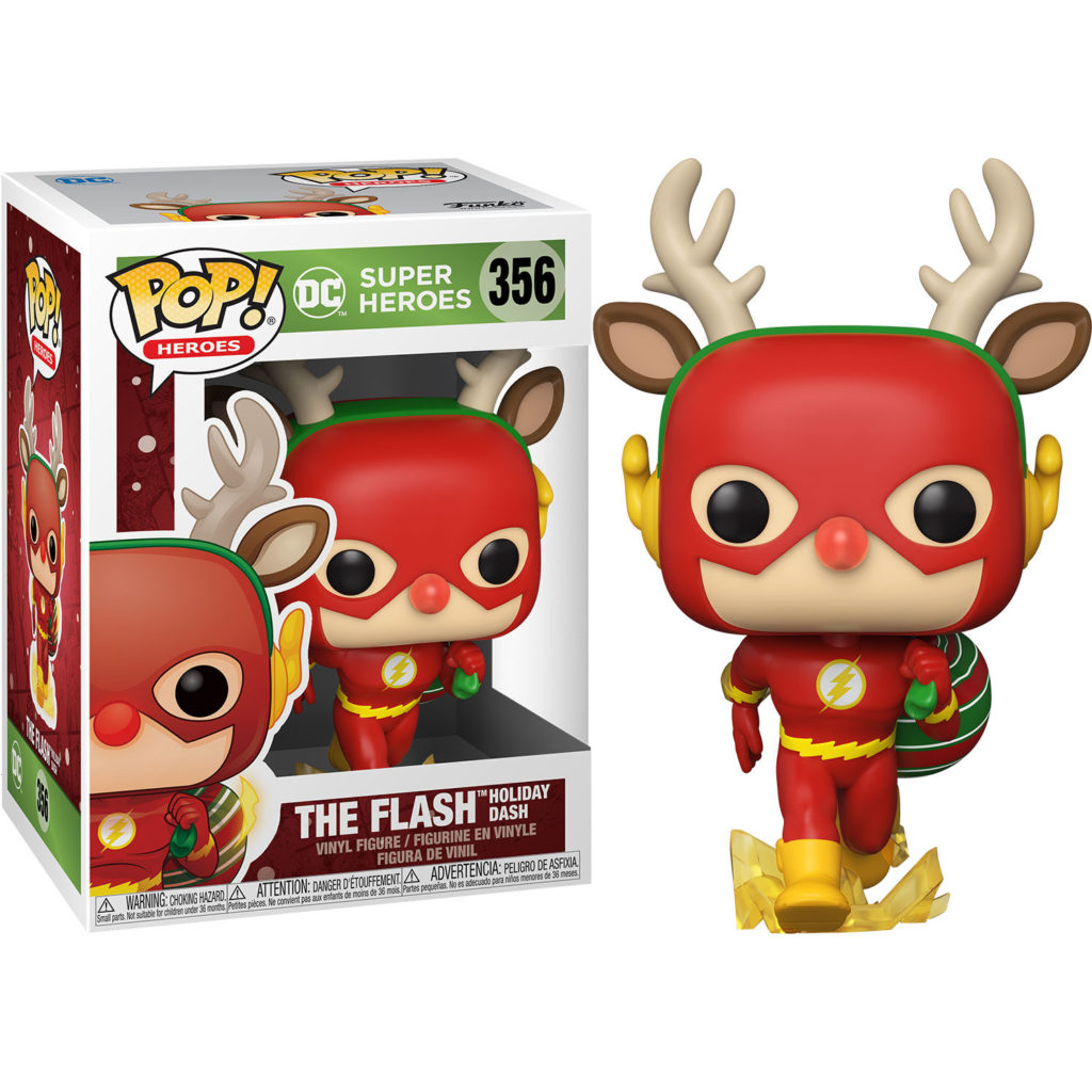 Holiday Dash The Flash Funko Pop Figur mit Rengeweih und gestreifter Tasche, mit Verpackung.