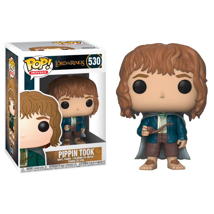 Figura de vinilo Funko Pop de Pippin Took de El Señor de los Anillos con su caja.