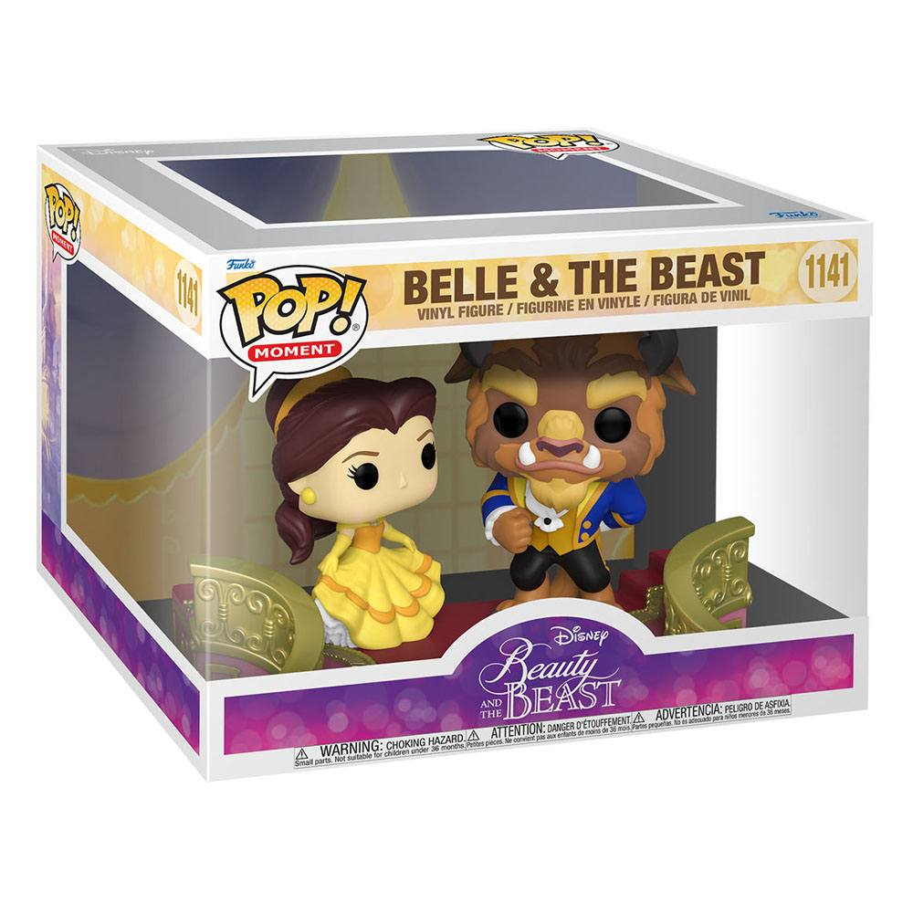 Pudełko Funko Pop! Moment z winylowymi figurkami Belli i Bestii w tańcu.