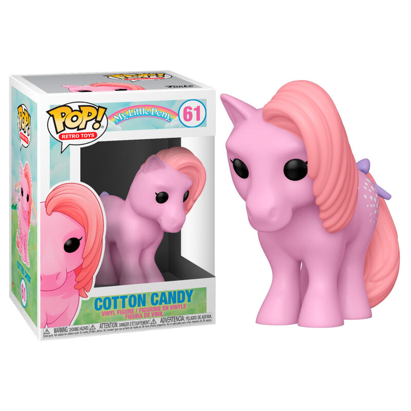 Eine rosa Cotton Candy My Little Pony Funko Pop Vinylfigur neben ihrer passenden Sammlerbox.
