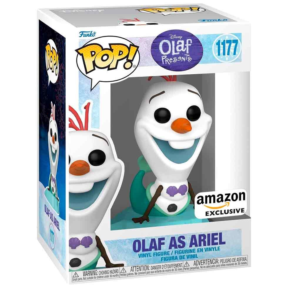 Funko Pop Olaf als Arielle Figur in einer bunten Sammlerbox.