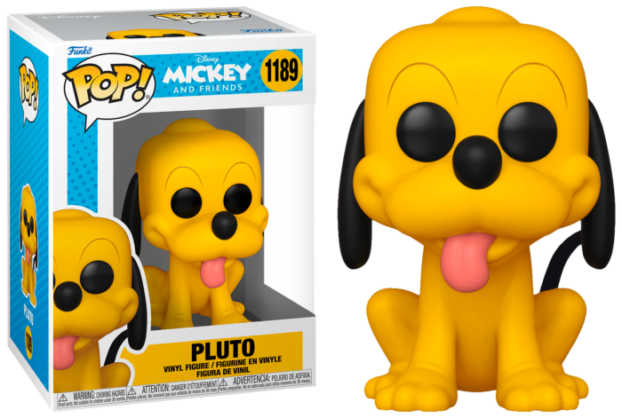 Winylewa figurka Funko Pop przedstawiająca Pluto siedzącego z wystającym różowym językiem.
