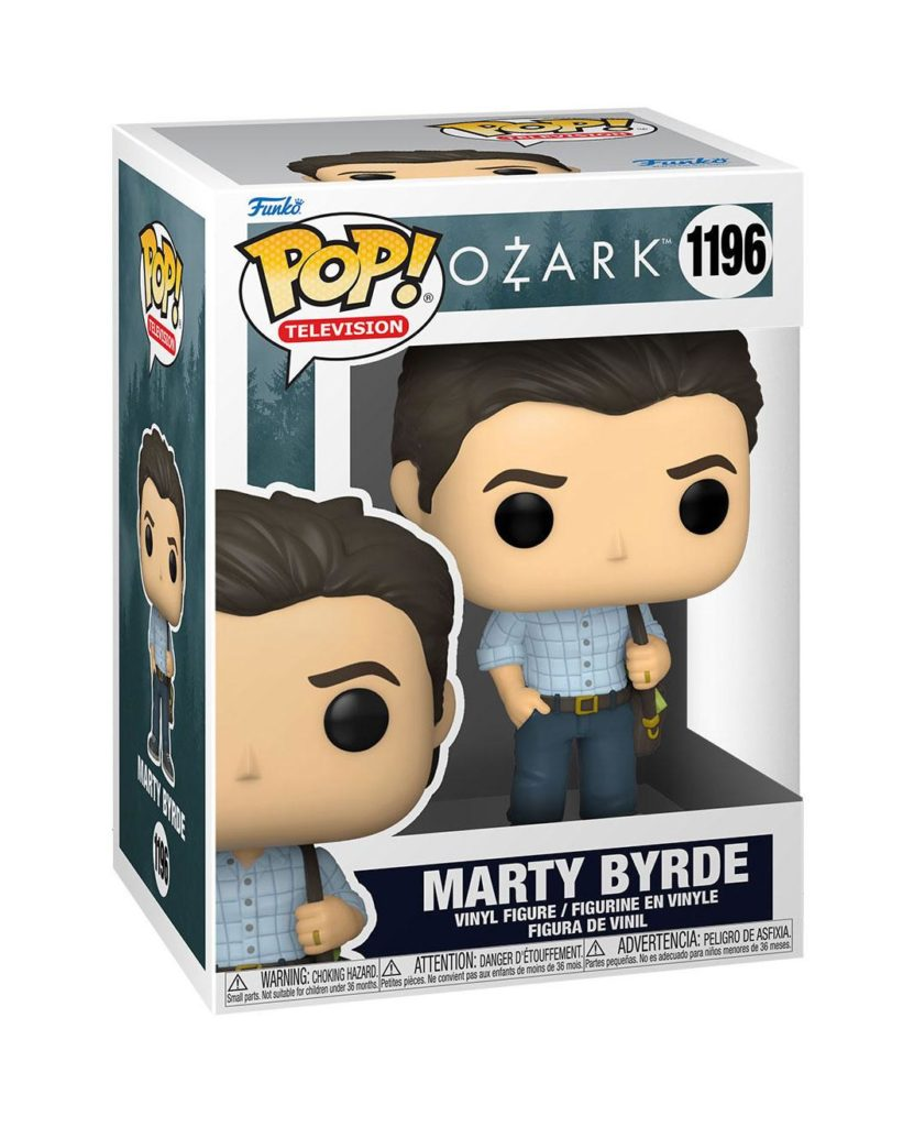 Eine Pop! Television Ozark Marty Byrde Vinyl-Figur in Originalverpackung mit Charaktergrafik.