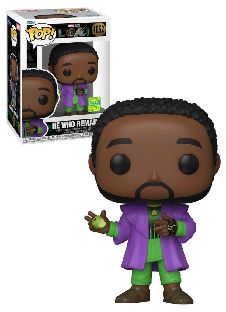 Figura Funko Pop de He Who Remains con caja y manzana verde.