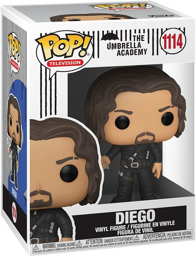 Figura Funko Pop de Diego de The Umbrella Academy en su caja.